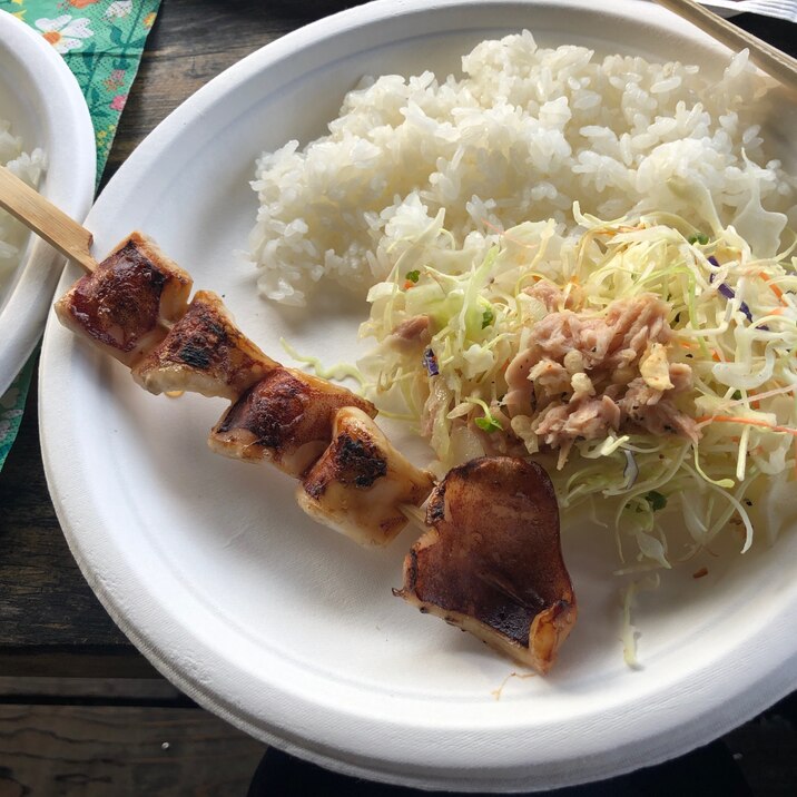 キャンプ飯♪炭火で串焼き♪醤油甘だれ